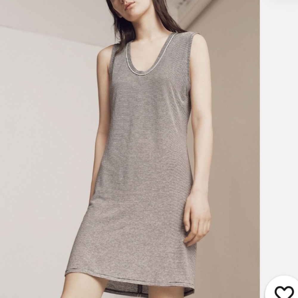 Rag and Bone Light Striped Jersey Weight Mini Linen Blend VNeck Dress d